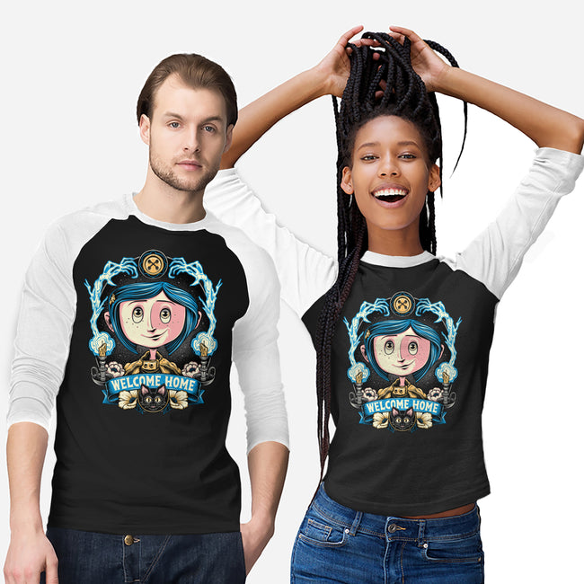 Welcome Home Coraline-Unisex-Baseball-Tee-momma_gorilla