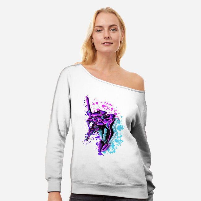 One Mecha-Womens-Off Shoulder-Sweatshirt-nickzzarto