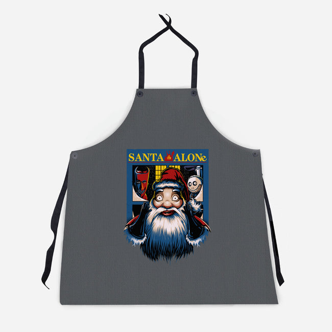 Santa Alone-Unisex-Kitchen-Apron-daobiwan