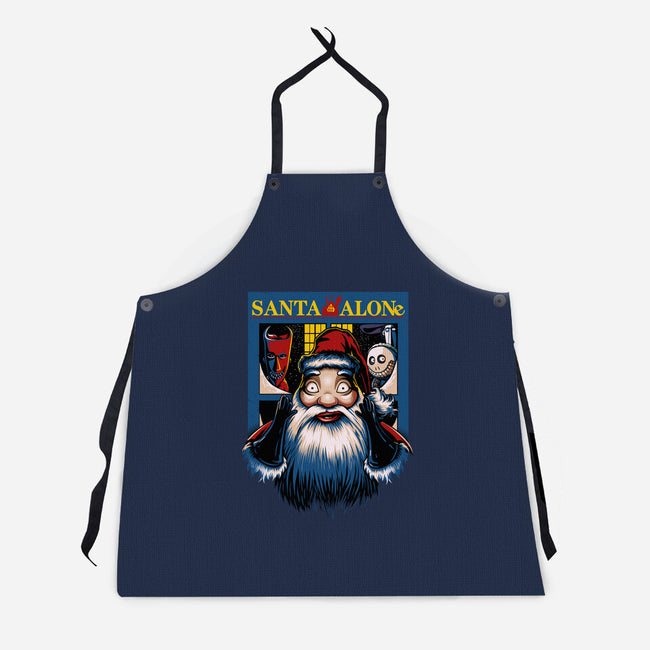 Santa Alone-Unisex-Kitchen-Apron-daobiwan