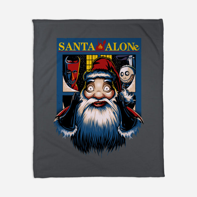 Santa Alone-None-Fleece-Blanket-daobiwan