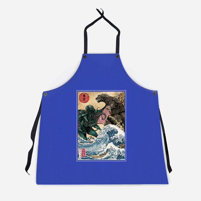 Monster King Vs Great Old One-Unisex-Kitchen-Apron-DrMonekers