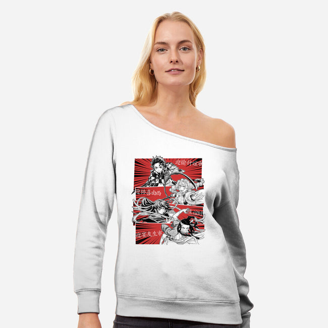 Swordsmith Village Arc Squad-Womens-Off Shoulder-Sweatshirt-Astrobot Invention