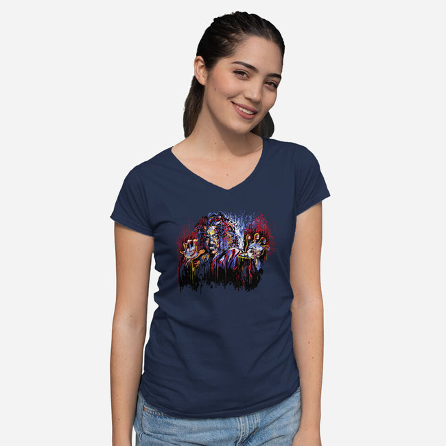 Sho Nuff Painting-Womens-V-Neck-Tee-zascanauta