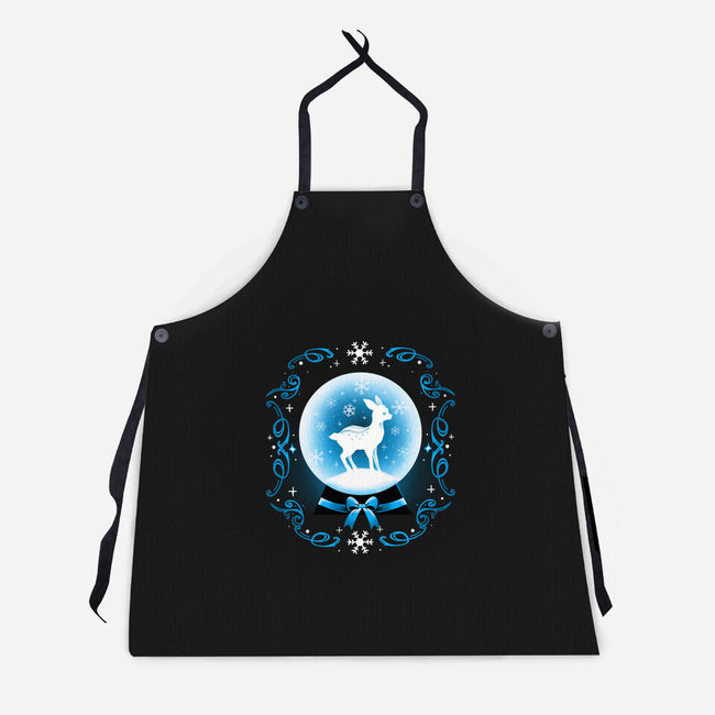 Snow Globe Deer-Unisex-Kitchen-Apron-Vallina84