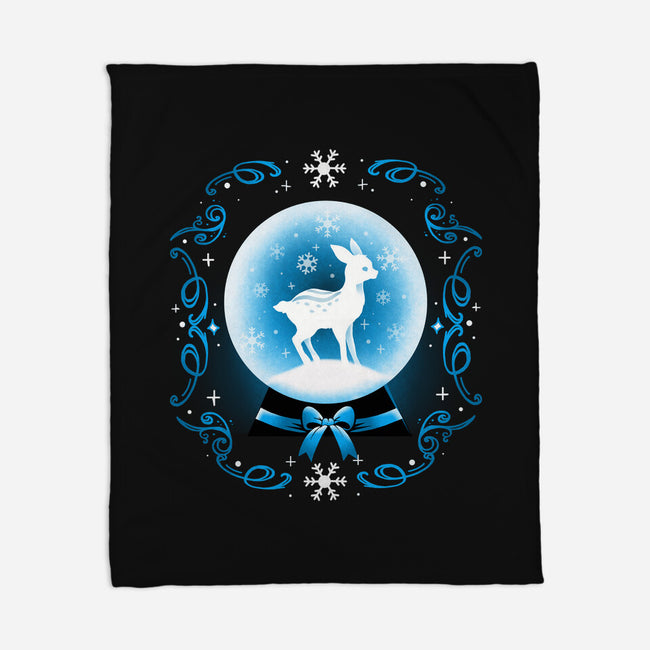 Snow Globe Deer-None-Fleece-Blanket-Vallina84