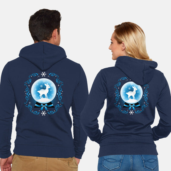 Snow Globe Deer-Unisex-Zip-Up-Sweatshirt-Vallina84