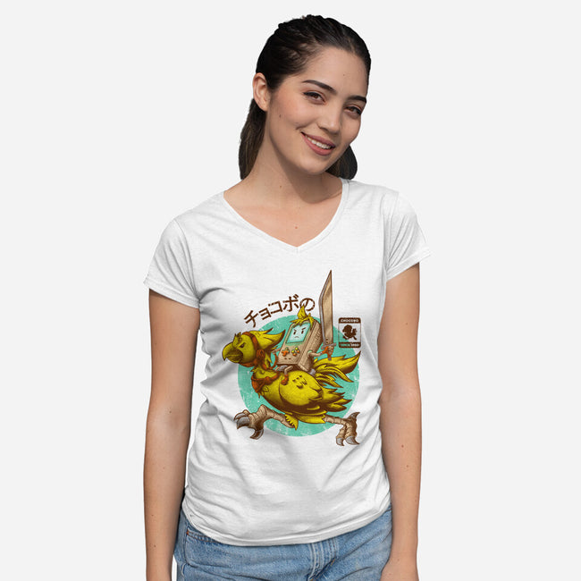 Chocobo Since 1988-Womens-V-Neck-Tee-Mampurrio