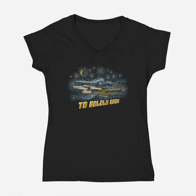 To Boldly Gogh-Womens-V-Neck-Tee-kg07