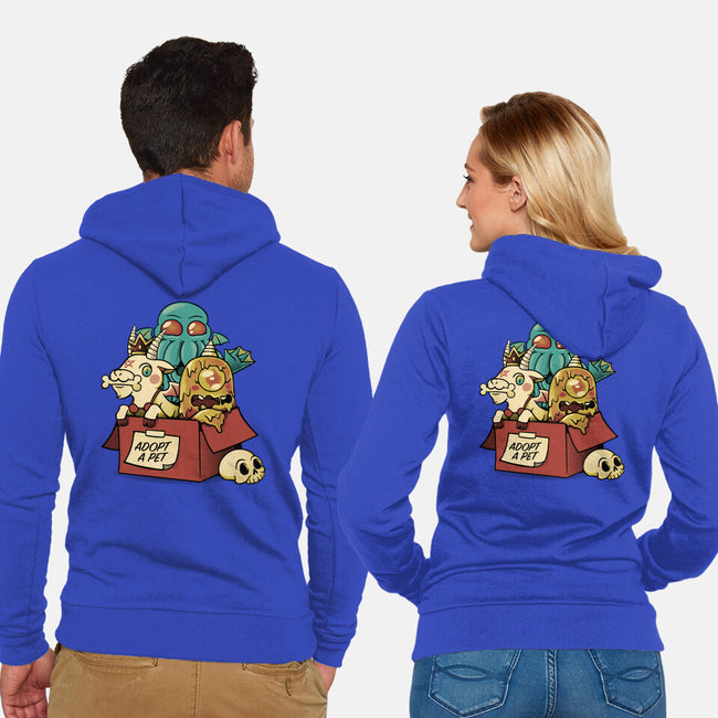 Adopt A Monster Kawaii Pet-Unisex-Zip-Up-Sweatshirt-tobefonseca