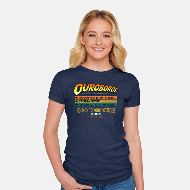 Ouroboros Repairs-Womens-Fitted-Tee-rocketman_art