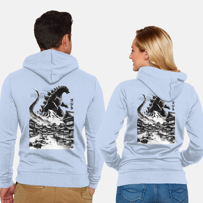 King In The Japanese Village-Unisex-Zip-Up-Sweatshirt-DrMonekers