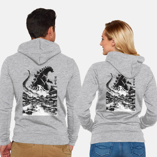 King In The Japanese Village-Unisex-Zip-Up-Sweatshirt-DrMonekers