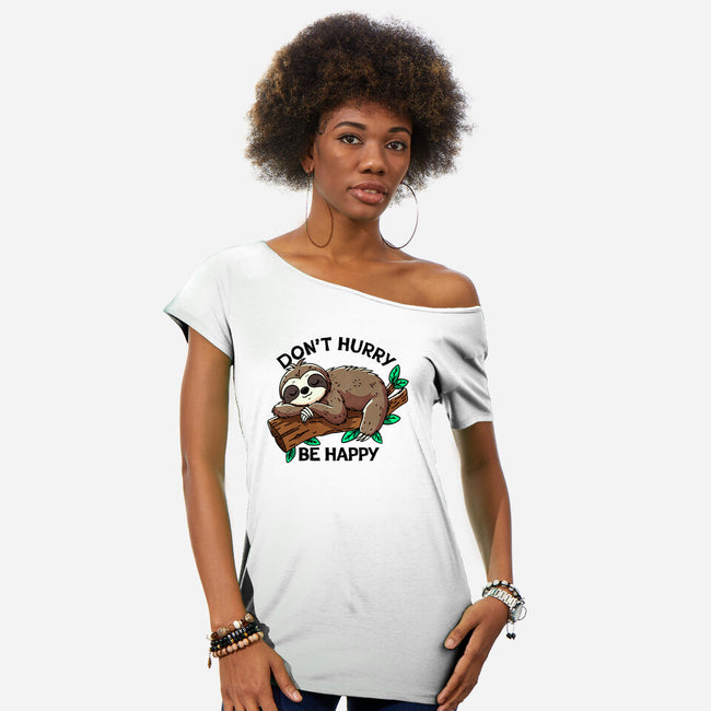 Don't Hurry Be Happy-Womens-Off Shoulder-Tee-fanfreak1