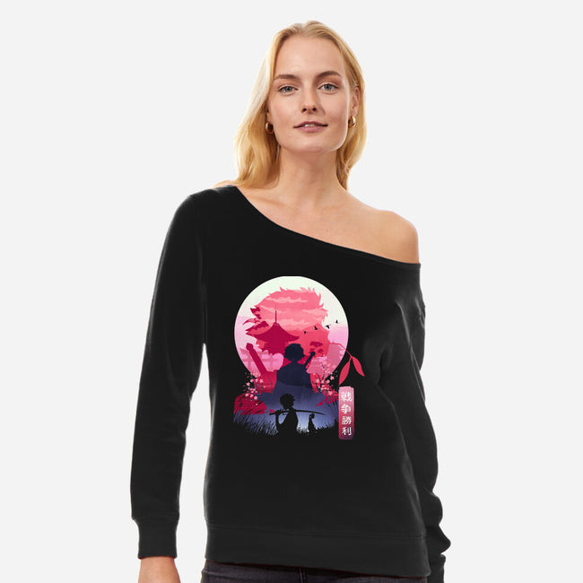 Samurai Landscape-Womens-Off Shoulder-Sweatshirt-dandingeroz