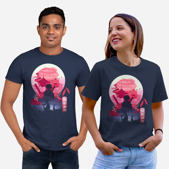 Samurai Landscape-Unisex-Basic-Tee-dandingeroz