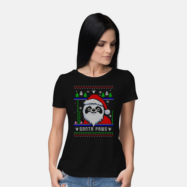 Santa Paws Christmas Panda-Womens-Basic-Tee-constantine2454