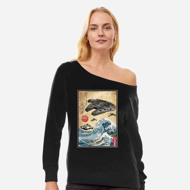 Rebels In Japan Woodblock-Womens-Off Shoulder-Sweatshirt-DrMonekers