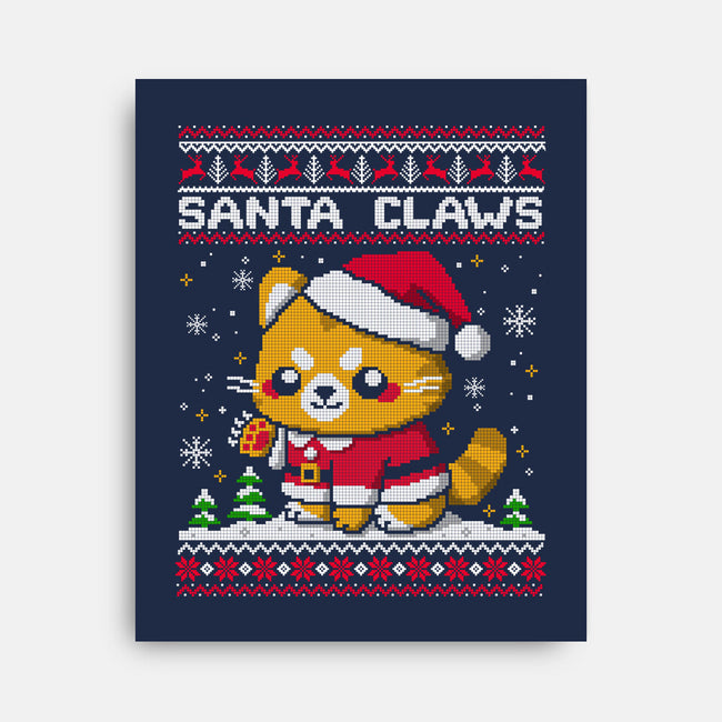 Santa Claws Cat-None-Stretched-Canvas-NemiMakeit