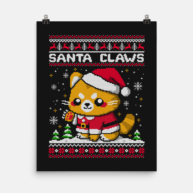 Santa Claws Cat-None-Matte-Poster-NemiMakeit