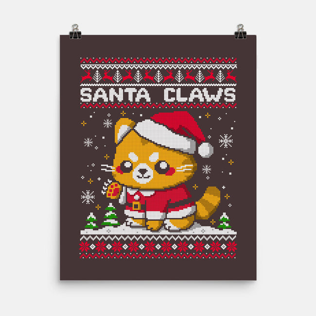 Santa Claws Cat-None-Matte-Poster-NemiMakeit