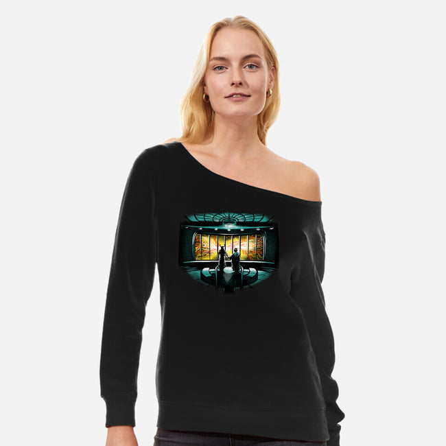 Temporal Mayhem-Womens-Off Shoulder-Sweatshirt-zascanauta