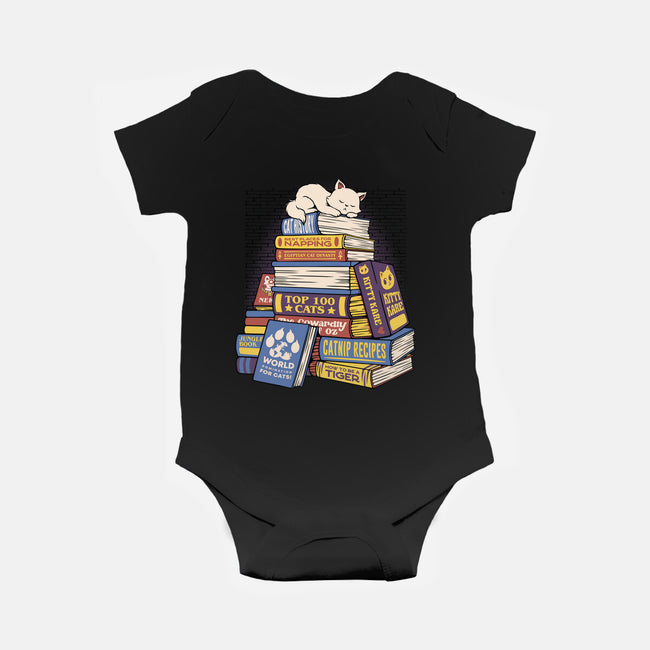 Cat Books Feline Library-Baby-Basic-Onesie-tobefonseca