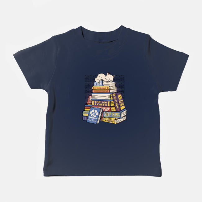 Cat Books Feline Library-Baby-Basic-Tee-tobefonseca