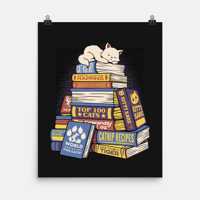 Cat Books Feline Library-None-Matte-Poster-tobefonseca