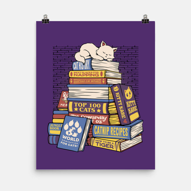 Cat Books Feline Library-None-Matte-Poster-tobefonseca