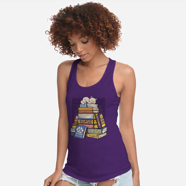 Cat Books Feline Library-Womens-Racerback-Tank-tobefonseca