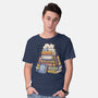 Cat Books Feline Library-Mens-Basic-Tee-tobefonseca