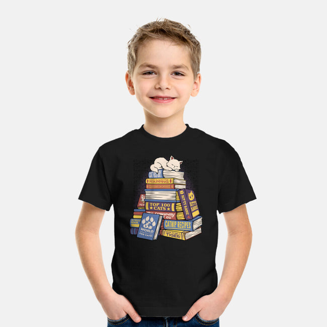 Cat Books Feline Library-Youth-Basic-Tee-tobefonseca