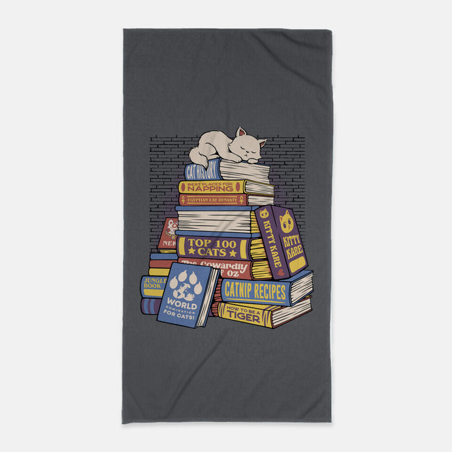 Cat Books Feline Library-None-Beach-Towel-tobefonseca