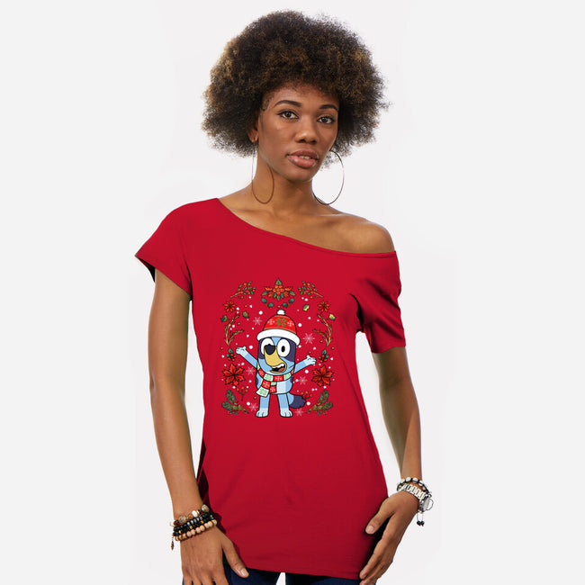 Christmas Heeler-Womens-Off Shoulder-Tee-JamesQJO