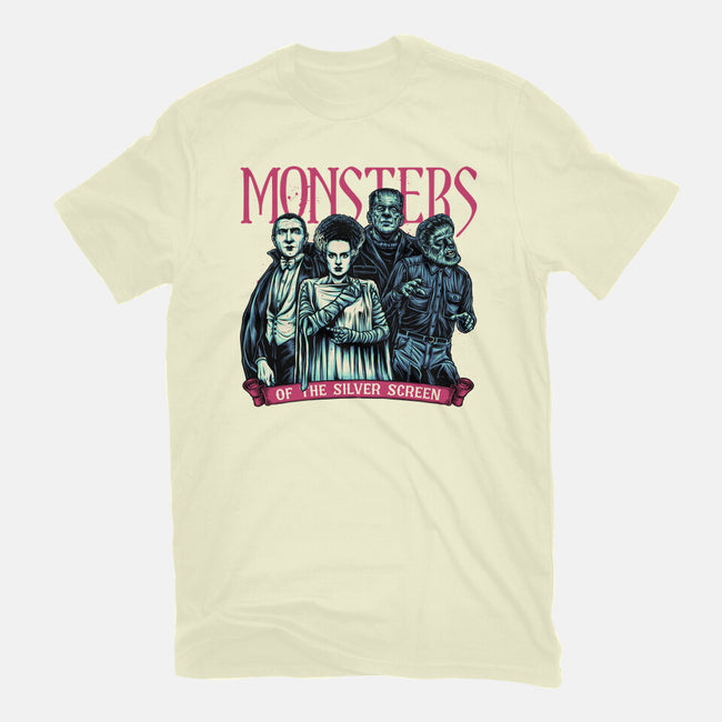 Monsters Of The Silver Screen-Mens-Basic-Tee-momma_gorilla