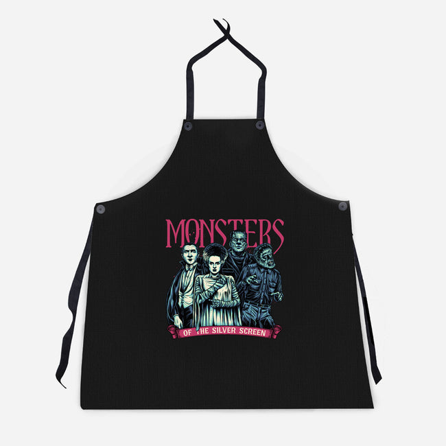 Monsters Of The Silver Screen-Unisex-Kitchen-Apron-momma_gorilla