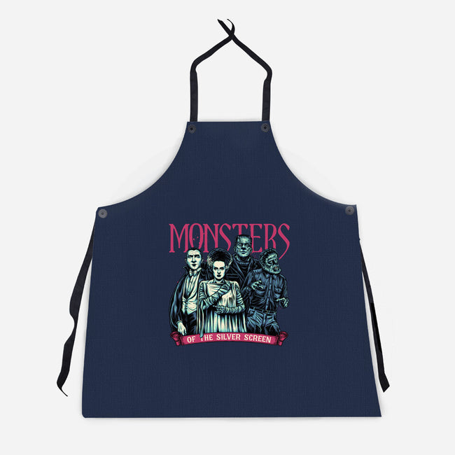 Monsters Of The Silver Screen-Unisex-Kitchen-Apron-momma_gorilla