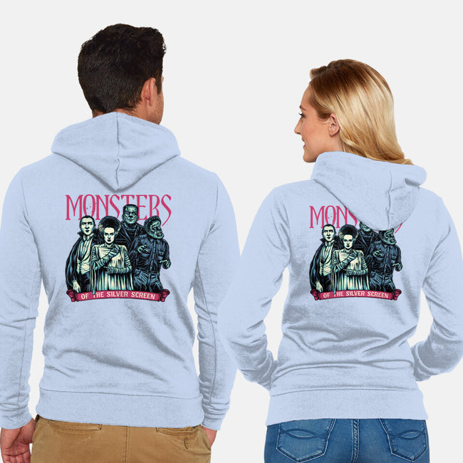 Monsters Of The Silver Screen-Unisex-Zip-Up-Sweatshirt-momma_gorilla