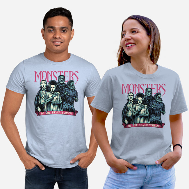 Monsters Of The Silver Screen-Unisex-Basic-Tee-momma_gorilla