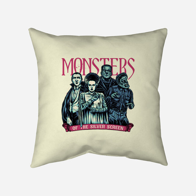 Monsters Of The Silver Screen-None-Removable Cover-Throw Pillow-momma_gorilla