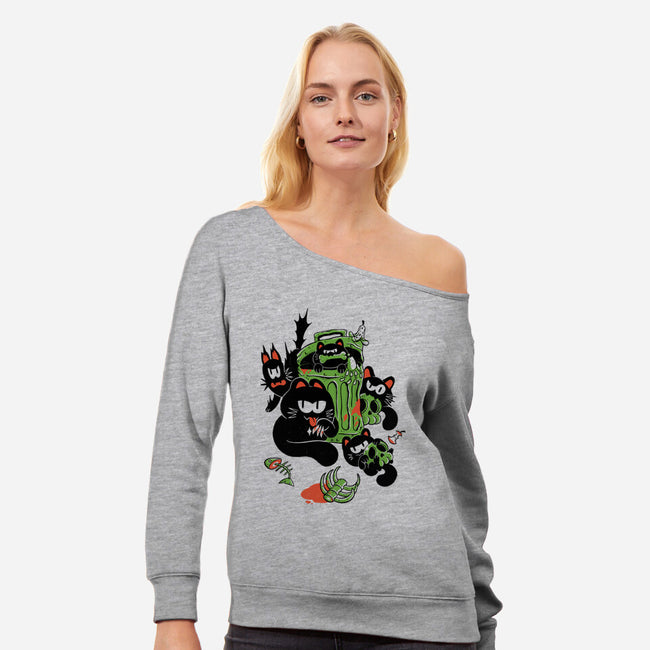 Purr-petrators-Womens-Off Shoulder-Sweatshirt-Henrique Torres