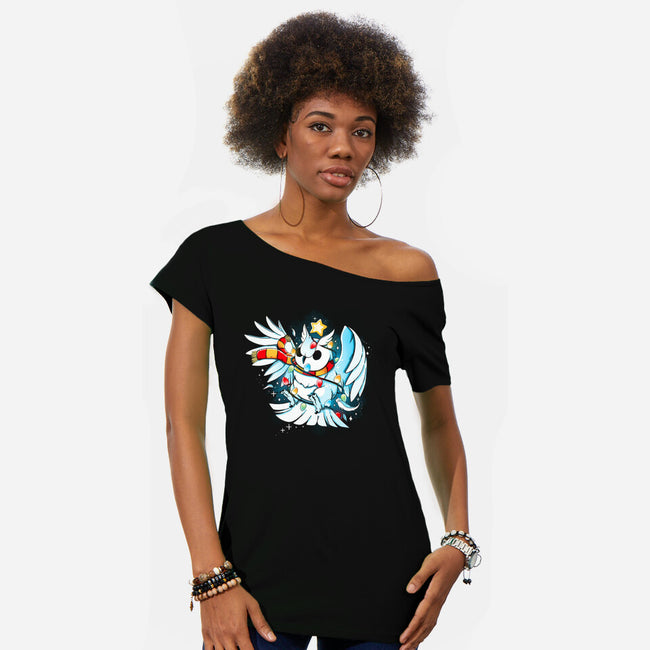 Christmas Owl-Womens-Off Shoulder-Tee-Vallina84