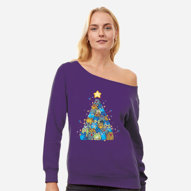 Froggy Christmas-Womens-Off Shoulder-Sweatshirt-Vallina84