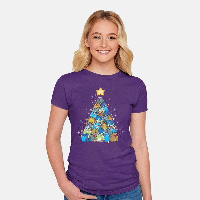 Froggy Christmas-Womens-Fitted-Tee-Vallina84