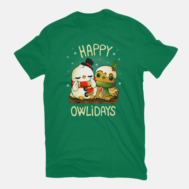 Happy Owlidays-Womens-Fitted-Tee-Vallina84