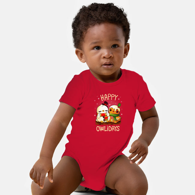 Happy Owlidays-Baby-Basic-Onesie-Vallina84