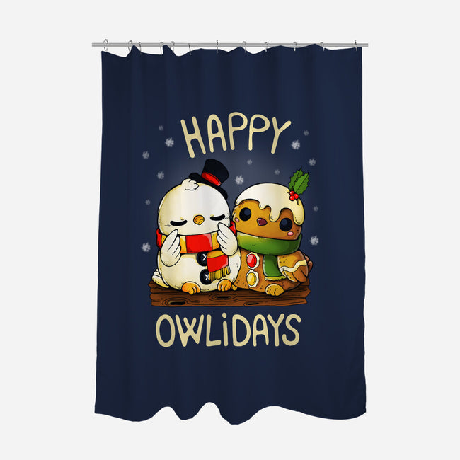 Happy Owlidays-None-Polyester-Shower Curtain-Vallina84