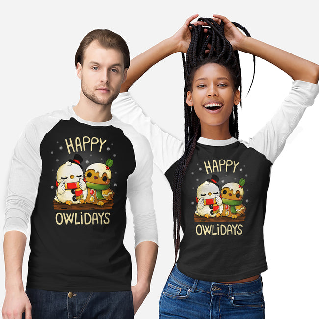 Happy Owlidays-Unisex-Baseball-Tee-Vallina84