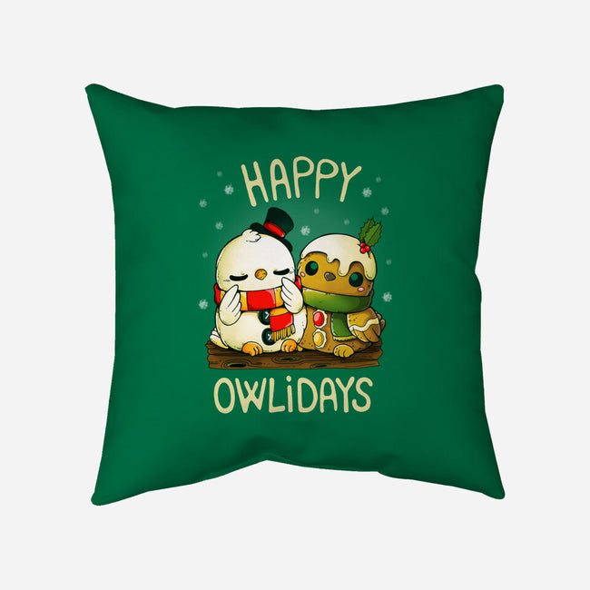 Happy Owlidays-None-Removable Cover-Throw Pillow-Vallina84